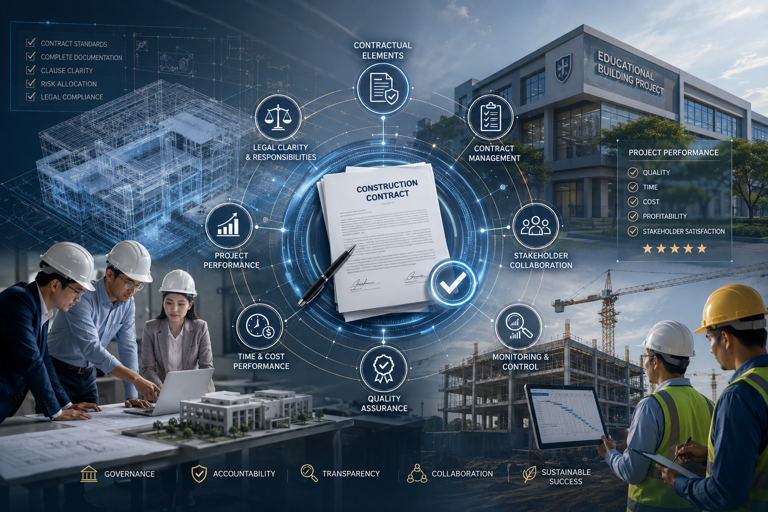 Examining the Correlation between Contractual Elements and Construction Project Performance; A Comprehensive Study of Case Studies in Educational Building Projects